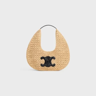 CELINE Classic Panier Hobo-Tasche aus Raffia und Kalbsleder