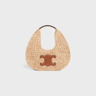 CELINE Classic Panier Hobo-Tasche aus Raffia und Kalbsleder