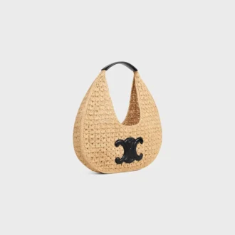 CELINE Classic Panier Hobo-Tasche aus Raffia und Kalbsleder