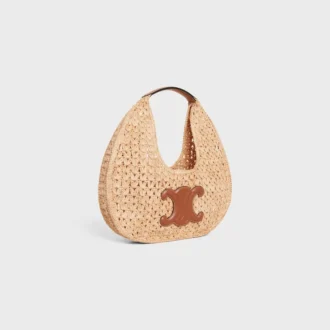CELINE Classic Panier Hobo-Tasche aus Raffia und Kalbsleder