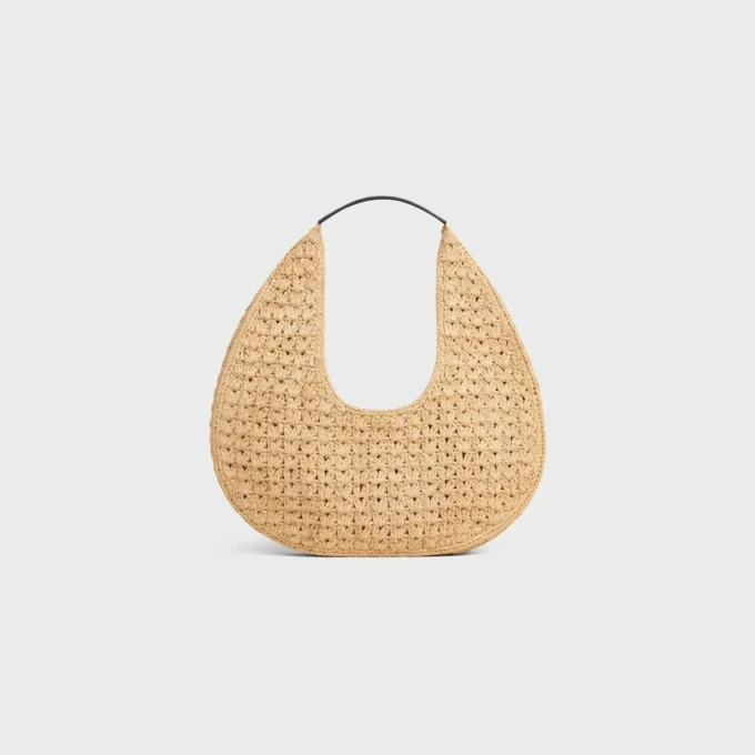 CELINE Classic Panier Hobo-Tasche aus Raffia und Kalbsleder CELINE Classic Panier Hobo-Tasche aus Raffia und Kalbsleder