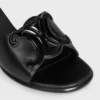 CELINE Clemence Pantolette aus Lammleder und lackiertem Kalbsleder CELINE Clemence Pantolette aus Lammleder und lackiertem Kalbsleder