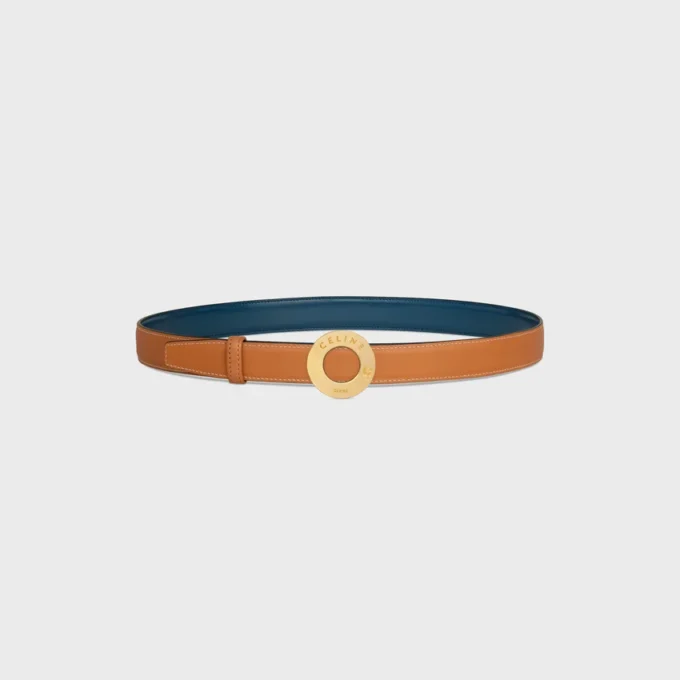 CELINE Disc-Schnalle 25 mm aus Metall & wendbares Armband 25 mm aus Taurillon und naturbelassenem Kalbsleder