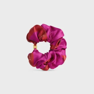 CELINE gewebtes Haargummi aus Seide und Messing mit Goldfinish