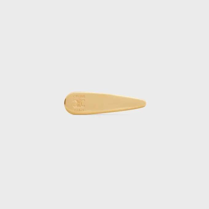 CELINE-Haarspange aus Messing mit Goldfinish, Stahl und Zamak