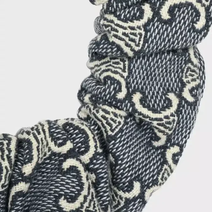 CELINE Jacquard Triomphe Scrunchy aus Baumwolle, Polyester, Polyamid und Messing mit Goldfinish