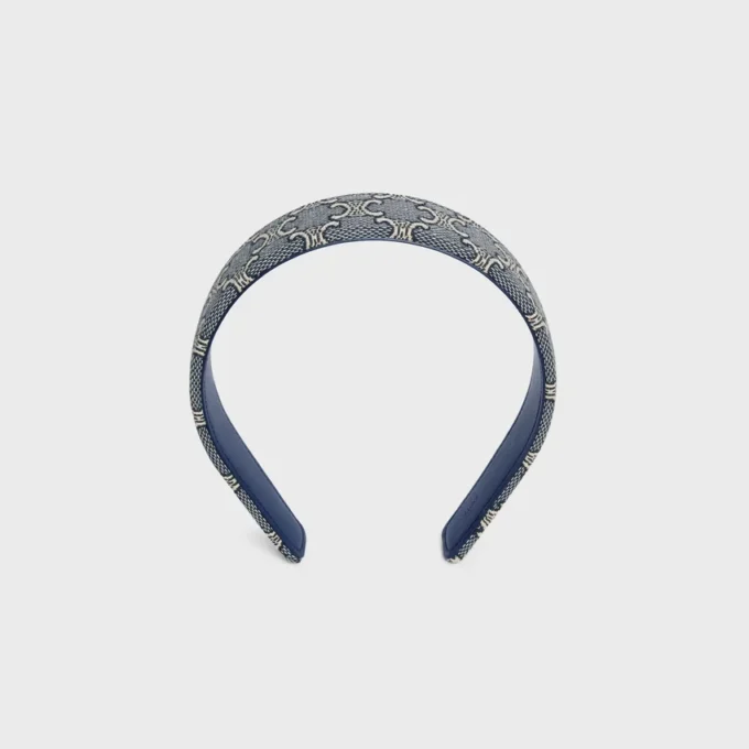 CELINE Jacquard Triomphe Stirnband aus Baumwolle, Polyamid, Polyester und Kalbsleder