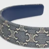 CELINE Jacquard Triomphe Stirnband aus Baumwolle, Polyamid, Polyester und Kalbsleder