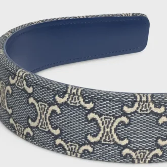 CELINE Jacquard Triomphe Stirnband aus Baumwolle, Polyamid, Polyester und Kalbsleder CELINE Jacquard Triomphe Stirnband aus Baumwolle, Polyamid, Polyester und Kalbsleder
