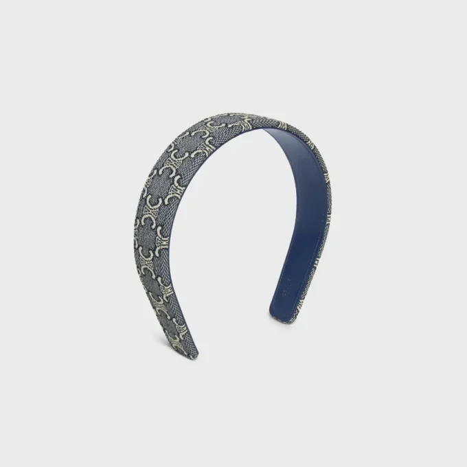 CELINE Jacquard Triomphe Stirnband aus Baumwolle, Polyamid, Polyester und Kalbsleder