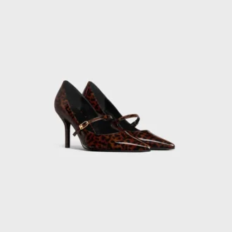CELINE Judy Riemchenpumps aus bedrucktem Leoparden-Lackkalbsleder CELINE Judy Riemchenpumps aus bedrucktem Leoparden-Lackkalbsleder