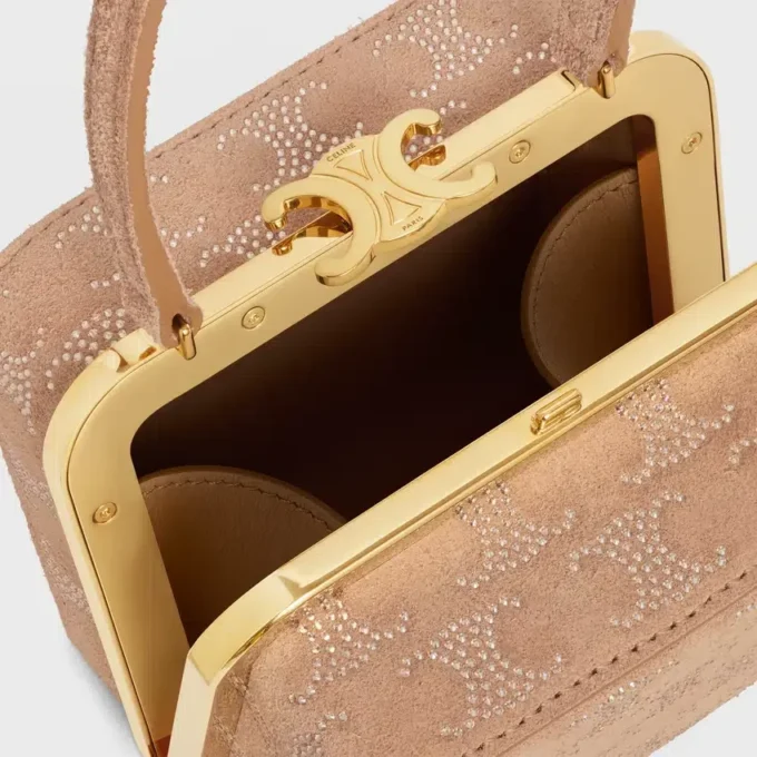 CELINE Lana Minaudiere aus Kalbsveloursleder mit Triomphe-Strass CELINE Lana Minaudiere aus Kalbsveloursleder mit Triomphe-Strass
