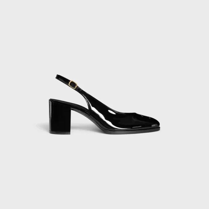 CELINE Lily Perforated Triomphe Slingback aus lackiertem Kalbsleder CELINE Lily Perforated Triomphe Slingback aus lackiertem Kalbsleder