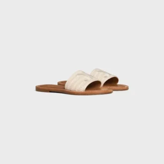 CELINE Lympia Pantolette aus besticktem Baumwoll-Canvas
