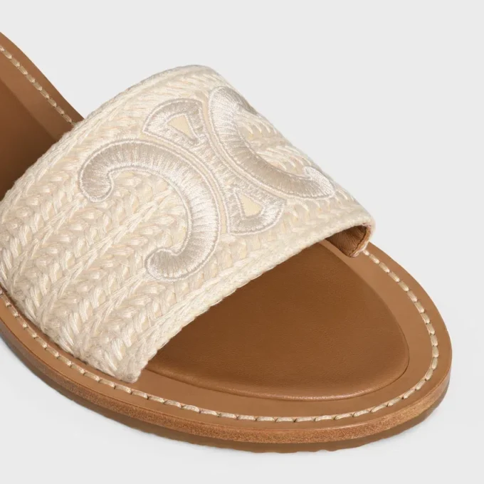 CELINE Lympia Pantolette aus besticktem Baumwoll-Canvas