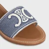 CELINE Lympia Pantolette aus gestreiftem Textil mit Triomphe CELINE Lympia Pantolette aus gestreiftem Textil mit Triomphe