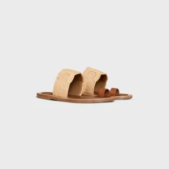 CELINE Lympia Sandale aus Raffia und Kalbsleder