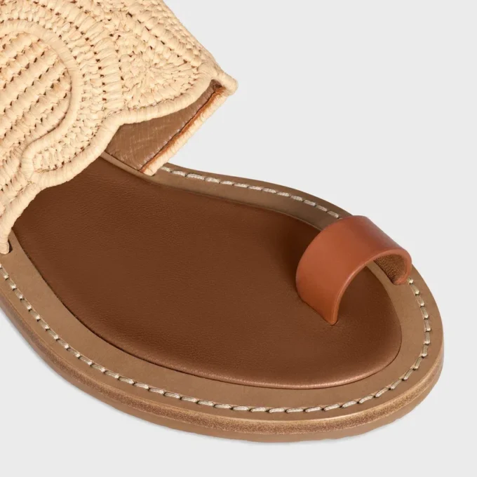 CELINE Lympia Sandale aus Raffia und Kalbsleder