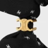 CELINE Micro Triomphe Scrunchy aus Seide und Messing mit Goldfinish