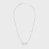 CELINE Monochroms Halskette aus Glasperlen und Messing mit Rhodium-Finish