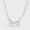 CELINE Monochroms Halskette aus Glasperlen und Messing mit Rhodium-Finish