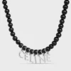 CELINE Monochroms Perlenkette aus Onyx und Messing mit Rhodium-Finish CELINE Monochroms Perlenkette aus Onyx und Messing mit Rhodium-Finish