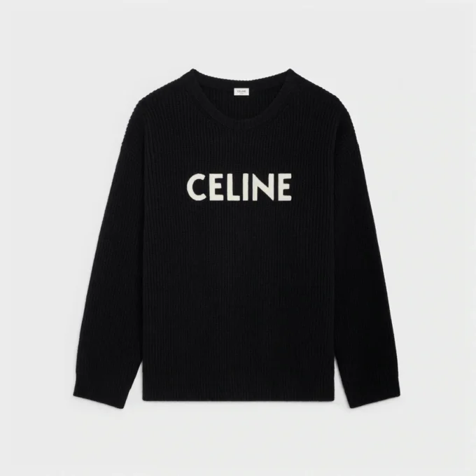 CELINE Oversize-Pullover aus gerippter Wolle CELINE Oversize-Pullover aus gerippter Wolle