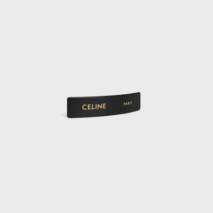 CELINE Paris Haarspange aus Lammleder, Messing mit Goldfinish und Stahl