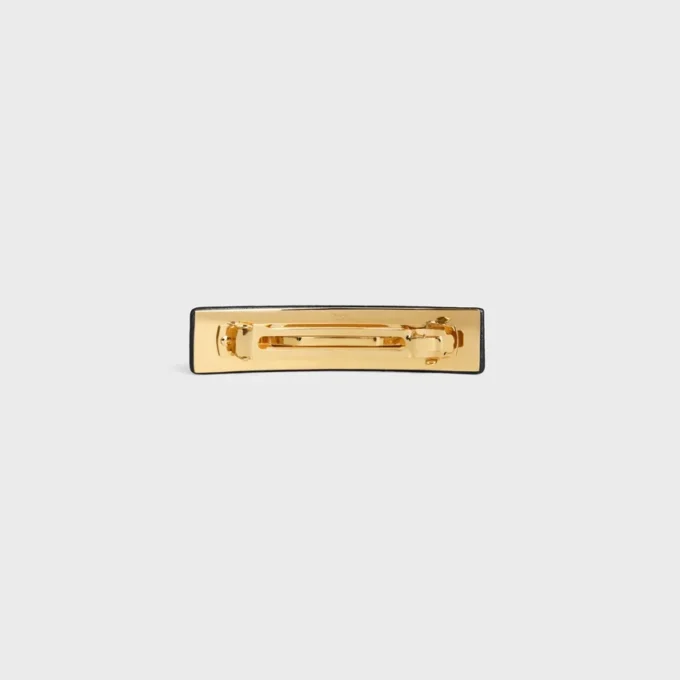 CELINE Paris Haarspange aus Lammleder, Messing mit Goldfinish und Stahl