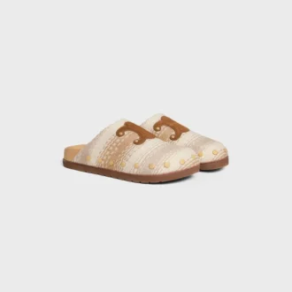 CELINE Pitea Clog aus gestreiftem Baumwollstoff