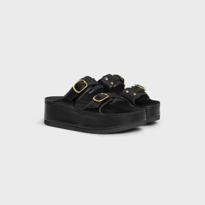 CELINE Polly Wedge Mule aus Kalbsleder CELINE Polly Wedge Mule aus Kalbsleder