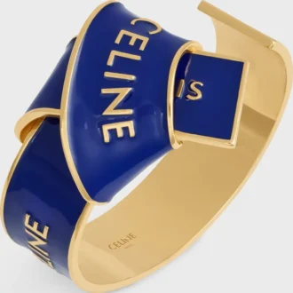 CELINE Ribbon Knotted Cuff aus Emaille und Messing mit Goldfinish