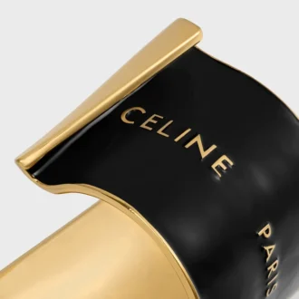 CELINE Ribbon Large Manschette aus Emaille und Messing mit Goldfinish
