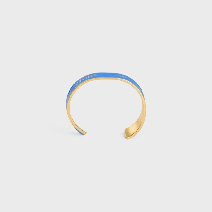 CELINE Ribbon Small Cuff aus Emaille und Messing mit Goldfinish
