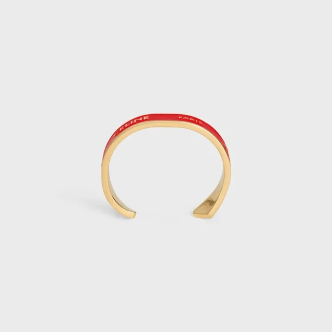 CELINE Ribbon Small Cuff aus Emaille und Messing mit Goldfinish