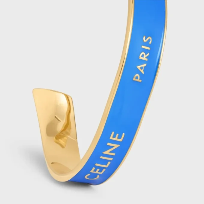 CELINE Ribbon Small Cuff aus Emaille und Messing mit Goldfinish