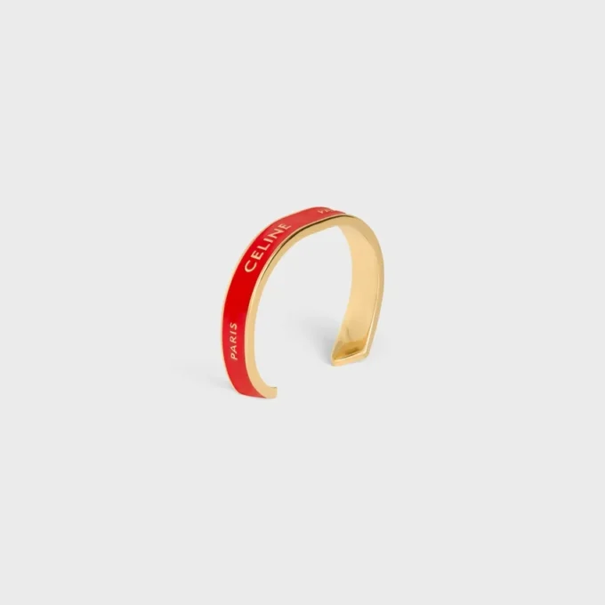 CELINE Ribbon Small Cuff aus Emaille und Messing mit Goldfinish