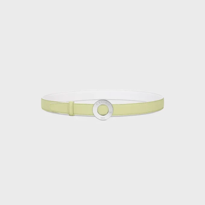 CELINE-Schnalle mit Scheibe, 25 mm, aus Metall & wendbares Band, 25 mm, aus glattem und genarbtem Kalbsleder CELINE-Schnalle mit Scheibe, 25 mm, aus Metall & wendbares Band, 25 mm, aus glattem und genarbtem Kalbsleder