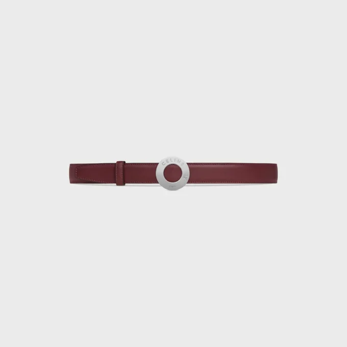 CELINE-Schnalle mit Scheibe, 25 mm, aus Metall & wendbares Band, 25 mm, aus glattem und genarbtem Kalbsleder CELINE-Schnalle mit Scheibe, 25 mm, aus Metall & wendbares Band, 25 mm, aus glattem und genarbtem Kalbsleder