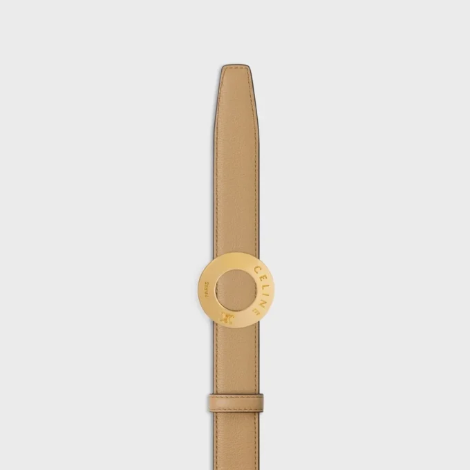 CELINE-Schnalle mit Scheibe, 25 mm, aus Metall & wendbares Band, 25 mm, aus glattem und genarbtem Kalbsleder CELINE-Schnalle mit Scheibe, 25 mm, aus Metall & wendbares Band, 25 mm, aus glattem und genarbtem Kalbsleder