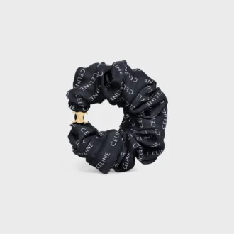 CELINE Scrunchy Rayure aus Seide und Messing mit Goldfinish CELINE Scrunchy Rayure aus Seide und Messing mit Goldfinish