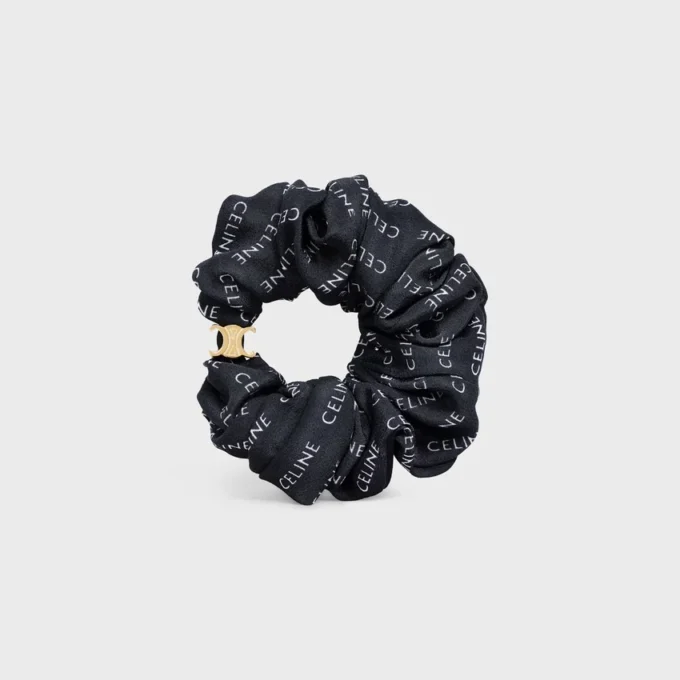 CELINE Scrunchy Rayure aus Seide und Messing mit Goldfinish