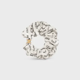 CELINE Scrunchy Rayure aus Seide und Messing mit Goldfinish CELINE Scrunchy Rayure aus Seide und Messing mit Goldfinish
