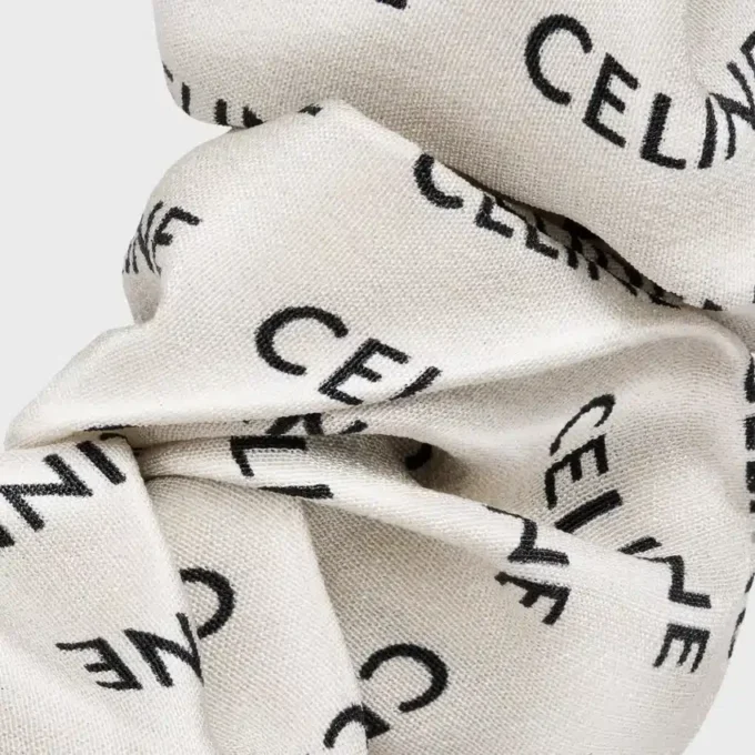 CELINE Scrunchy Rayure aus Seide und Messing mit Goldfinish