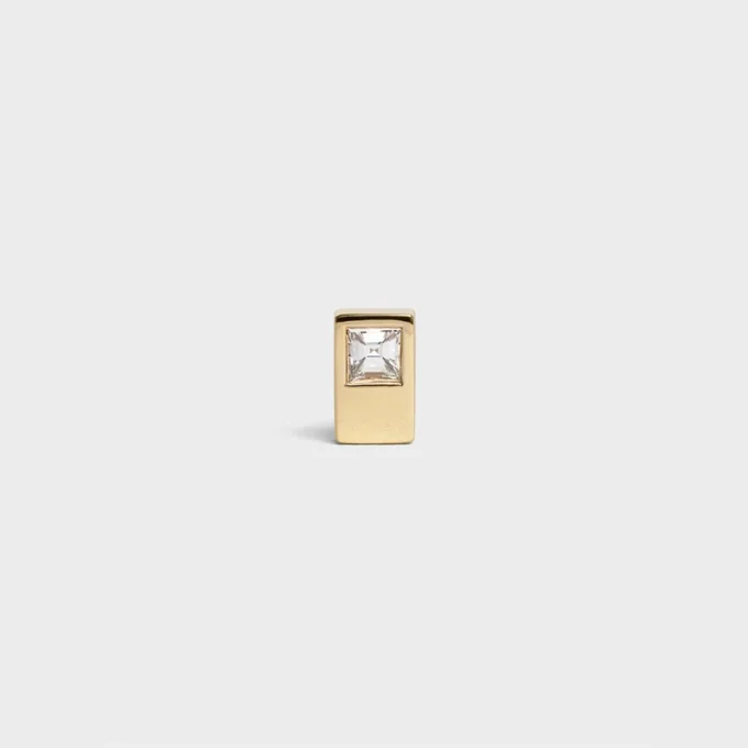 CELINE Sentimental Double Square Stud aus Gelbgold und Diamant