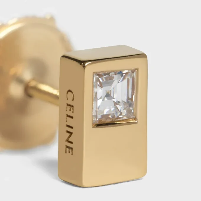 CELINE Sentimental Double Square Stud aus Gelbgold und Diamant