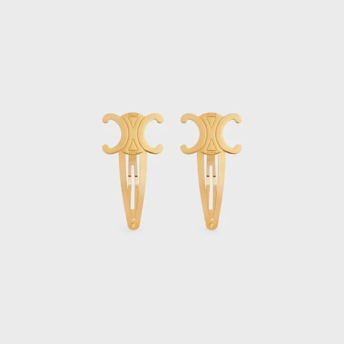 CELINE Set mit 2 Haarspangen aus Messing mit Goldfinish und Stahl CELINE Set mit 2 Haarspangen aus Messing mit Goldfinish und Stahl