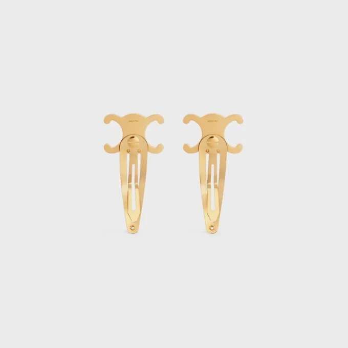 CELINE Set mit 2 Haarspangen aus Messing mit Goldfinish und Stahl CELINE Set mit 2 Haarspangen aus Messing mit Goldfinish und Stahl