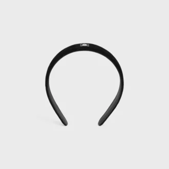 CELINE-Stirnband mit Prägung aus Kalbsleder, Polyester und Messing mit Rhodium-Finish