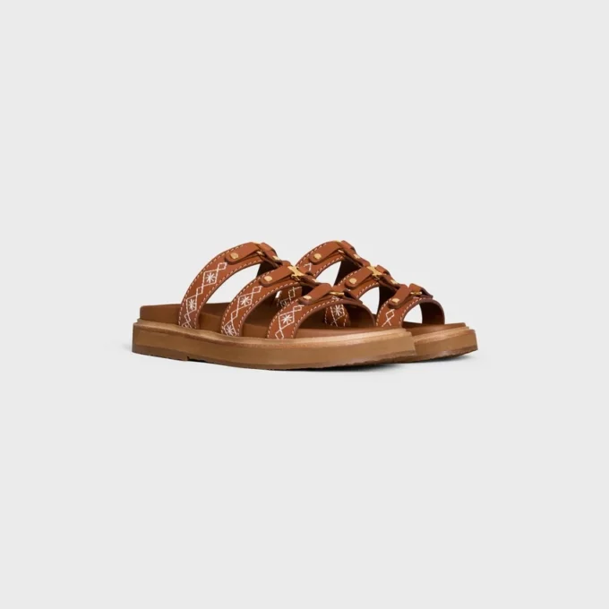 CELINE – Tippi Slide aus besticktem Kalbsleder CELINE – Tippi Slide aus besticktem Kalbsleder
